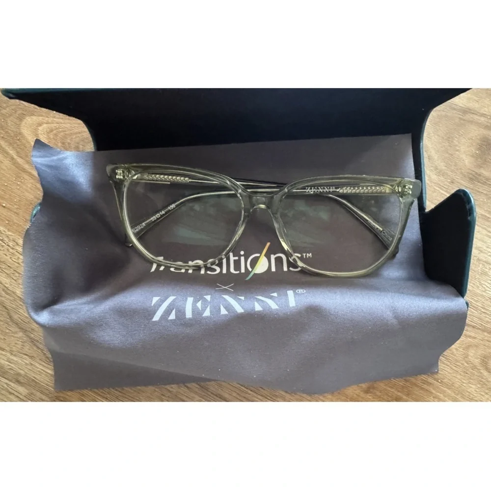 Zenni Green Transitions Lenses Acetate Square Eyeglasses Sunglasses New NIB